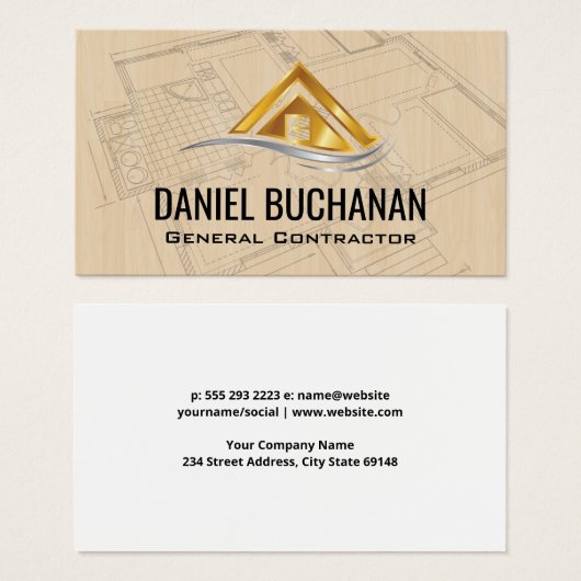 Modern Gold Silver Home Logo | architect Visitekaartje (Voorkant /achterkant)