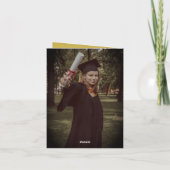 Modern Gold Sketch Gradup Cap Foto Afstuderen Bedankkaart (Achterkant)