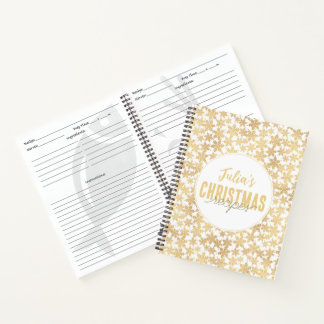 Modern Gold Snowflakes Christmas Recipes  Notitieboek