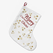 Modern Gold Snowflakes  Custom Christmas  Grote Kerstsok (Voorkant (Hangend))