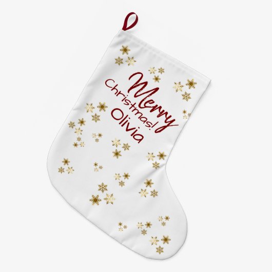 Modern Gold Snowflakes  Custom Christmas  Grote Kerstsok (Voorkant (Hangend))