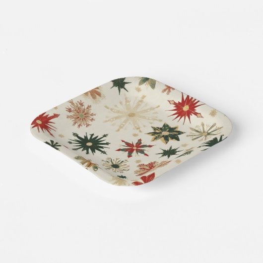  Modern Gold Snowflakes patroonvierkant Papieren Bordje (Gebogen)