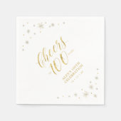 Modern Gold Sparkle & Cheers 100th Birthday Party Servet (Voorkant)