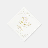 Modern Gold Sparkle & Cheers 100th Birthday Party Servet (Hoek)