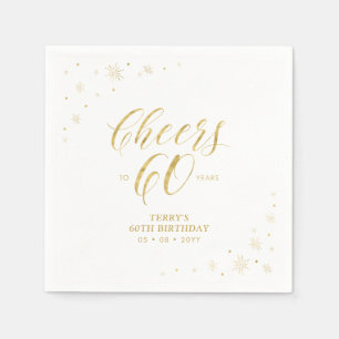 Modern Gold Sparkle & Cheers 60e verjaardag Servet