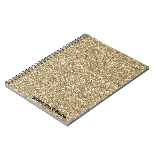 Modern Gold Sparkle Glitter met Jouw tekst Notitieboek (Linkerzijde)