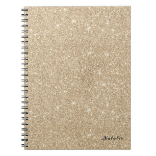 Modern Gold Sparkle Glitter met naam Notitieboek