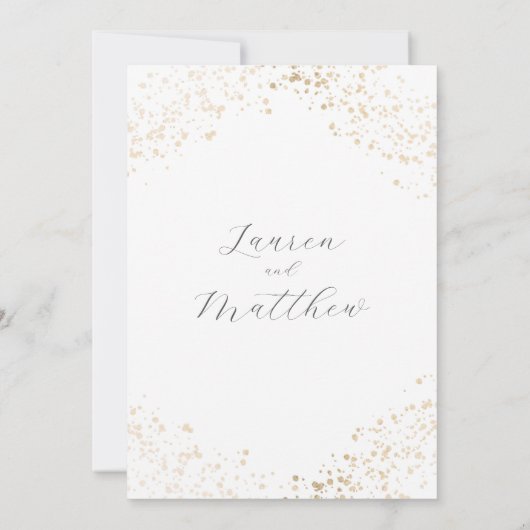 Modern Gold Sparkle Speckles Weddenschap Kaart (Achterkant)