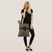 Modern Gold Sparkles Monogrammed Tote Bag (Op model)