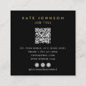 Modern Gold Spiral Logo scanbare QR-code zwart Vierkante Visitekaartje (Achterkant)