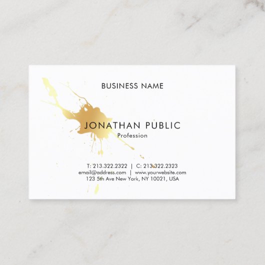 Modern Gold Splash Sjabloon Elegant Professional Visitekaartje (Achterkant)