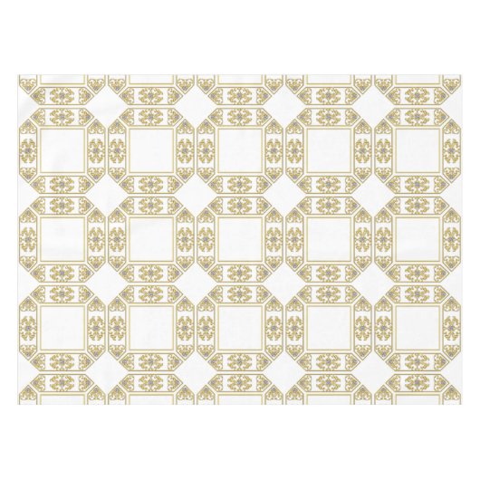 Modern Gold Square Diamond Geometric Pattern White Tafelkleed (Voorkant (Horizontaal))