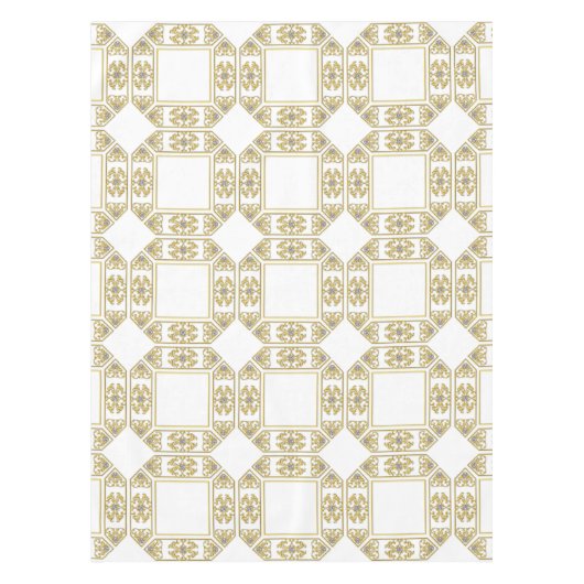 Modern Gold Square Diamond Geometric Pattern White Tafelkleed (Voorkant)
