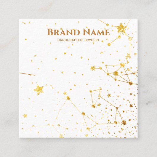 Modern Gold Star Line Art Ketting Display Vierkante Visitekaartje (Voorkant)