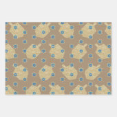 Modern Gold Star Menorahs Dreidels Kraft Hanukkah Inpakpapier Vel (Voorkant)