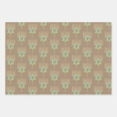 Modern Gold Star Menorahs Dreidels Kraft Hanukkah Inpakpapier Vel (Voorkant 3)