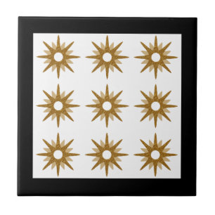 Modern Gold Starburst Patroon Zwart Tegeltje