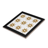 Modern Gold Starburst Patroon | Zwart Tegeltje (Zijkant)