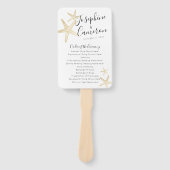 Modern Gold Starfish Beach Wedding Programme Handwaaier (Voorkant)