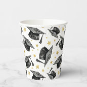 Modern Gold Stars Afstuderen – Zwart-wit feest Papieren Bekers (Links)