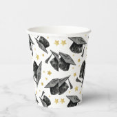 Modern Gold Stars Afstuderen – Zwart-wit feest Papieren Bekers (Rechts)