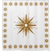 Modern Gold Starst barst met patterende rand Douchegordijn (Voorkant)
