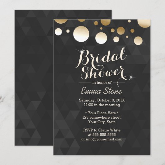 Modern Gold Stippen Black Pattern Vrijgezellenfees Kaart (Voorkant / Achterkant)