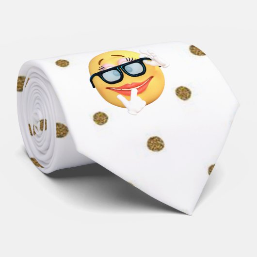 Modern Gold Stippen, Emoji Face Stropdas (Opgerold)