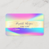 Modern, Gold Stripe, Brush Stroke Holographic Visitekaartje (Voorkant)