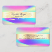 Modern, Gold Stripe, Brush Stroke Holographic Visitekaartje (Voorkant / Achterkant)