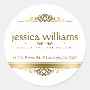Modern Gold Stripe & Floral Design Element Ronde Sticker