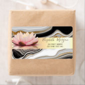 Modern Gold Stripe Lotus Gold Black marmer Etiket (Insitu)