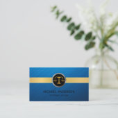 Modern Gold Stripe Navy Blue Lawyer Visitekaartje (Staand voorkant)