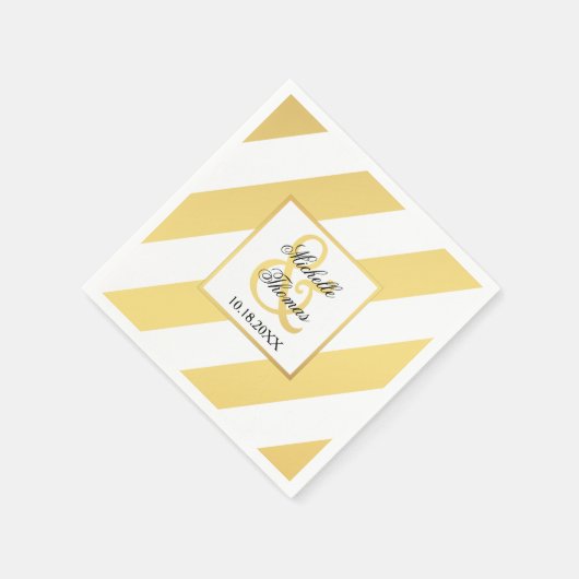 Modern Gold Stripe Wedding Servetten (Hoek)