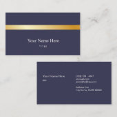 Modern Gold Striped Stylish Navy Visitekaartje (Voorkant / Achterkant)