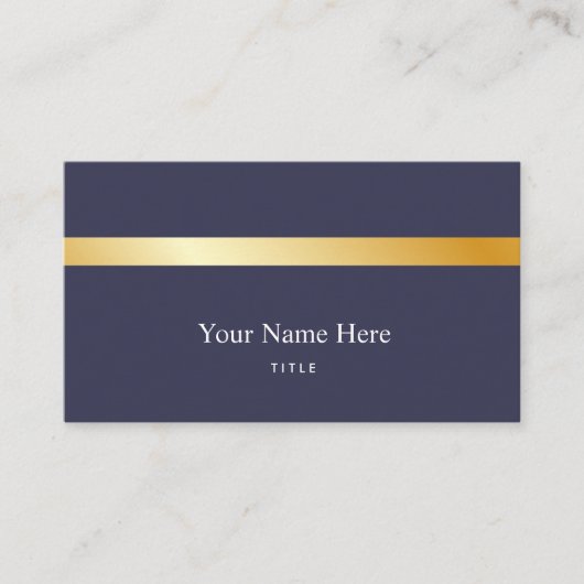 Modern Gold Striped Stylish Navy Visitekaartje (Voorkant)