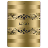Modern Gold Stripes en  Black Floral Lace Klembord (Achterkant)
