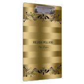 Modern Gold Stripes en  Black Floral Lace Klembord (Rechts)