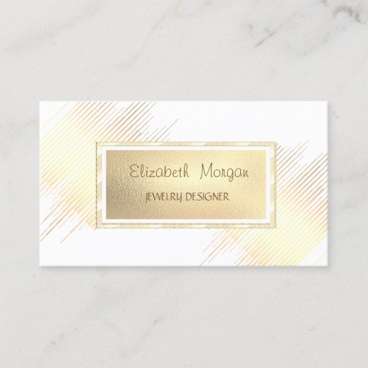 Modern Gold Stripes, Gold Lijst Jewelry Designer Visitekaartje (Voorkant)