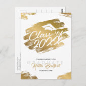 Modern Gold Stroke Wit Afstuderen Aankondiging Briefkaart (Voorkant / Achterkant)