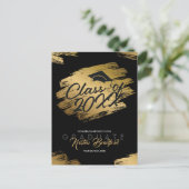 Modern Gold Stroke Zwart Afstuderen Aankondiging Briefkaart (Staand voorkant)