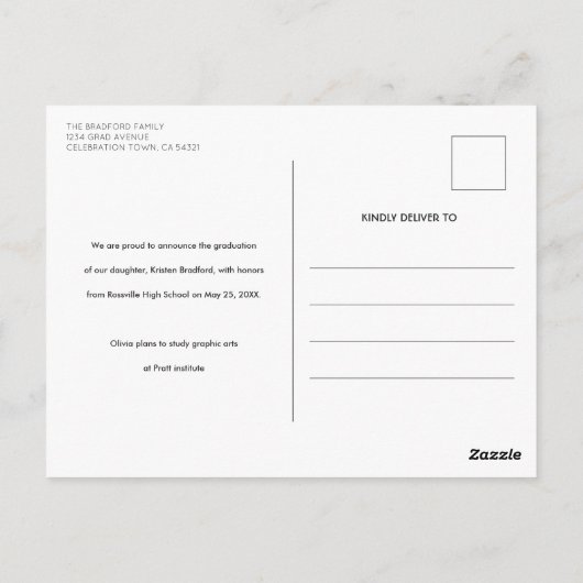 Modern Gold Stroke Zwart Afstuderen Aankondiging Briefkaart (Achterkant)