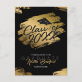 Modern Gold Stroke Zwart Afstuderen Aankondiging Briefkaart (Voorkant)