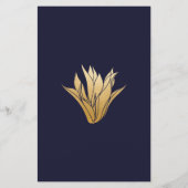 Modern Gold Succulents Wedding Menu op Blue (Achterkant)
