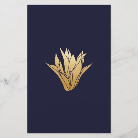 Modern Gold Succulents Wedding Menu op Blue (Achterkant)