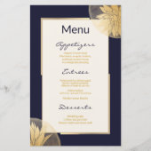 Modern Gold Succulents Wedding Menu op Blue (Voorkant)