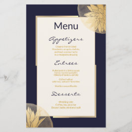 Modern Gold Succulents Wedding Menu op Blue