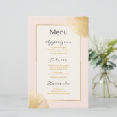 Modern Gold Succulents Wedding Menu op Blush (Staand voorkant)