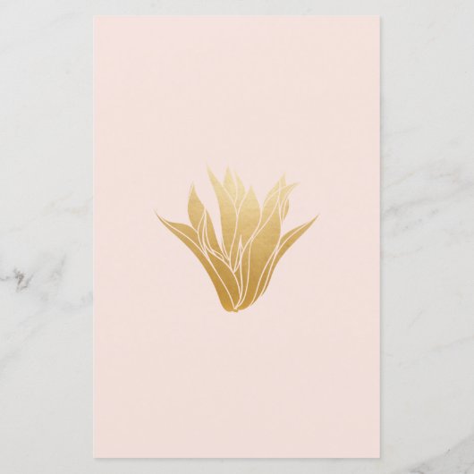 Modern Gold Succulents Wedding Menu op Blush (Achterkant)