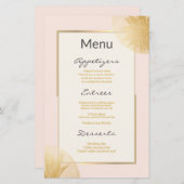 Modern Gold Succulents Wedding Menu op Blush (Voorkant / Achterkant)